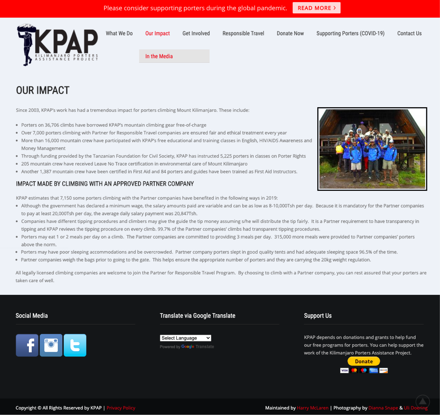 Screenshot of old KPAP Impact page. The page is text-heavy and difficult to read.